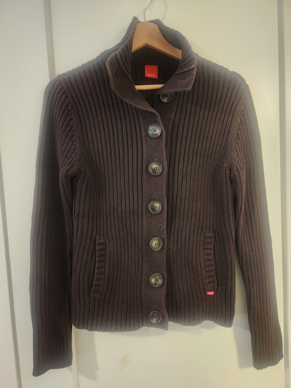 Esprit Dark Brown Ribbed Button Cardigan